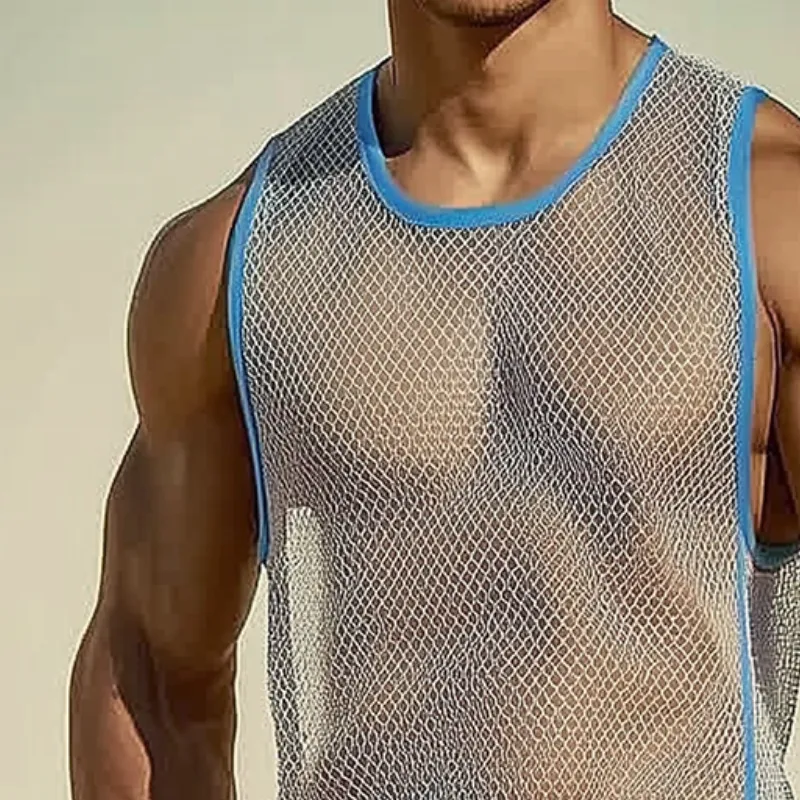 Men's Casual Sports Mesh Color Block Crew Neck Tank Top MTA0990D7TO sold by Manly product image thumbnail 3