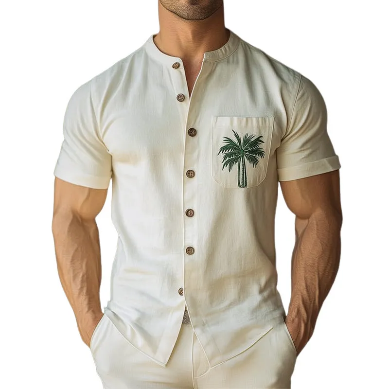 Men's Summer Hawaiian Embroidered Short Sleeve Shirt MTA1263D0U sold by Manly