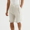 Men's Classic Casual Elastic Waist Cotton and Linen Shorts MTA1266D0K sold by Manly
