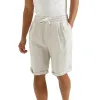 Men's Classic Casual Elastic Waist Cotton and Linen Shorts MTA1266D0K sold by Manly