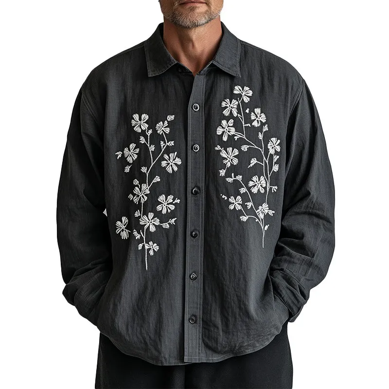 Men's Spring Fashion Embroidered Long Sleeve Casual Shirt MTA1217D1P sold by Manly