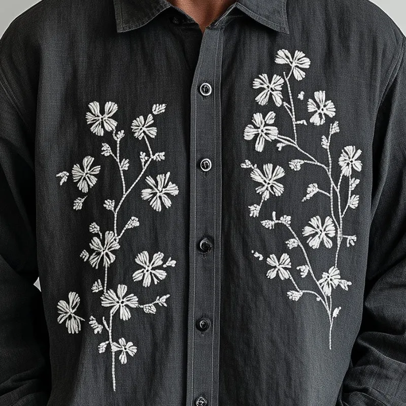 Men's Spring Fashion Embroidered Long Sleeve Casual Shirt MTA1217D1P sold by Manly product image thumbnail 3