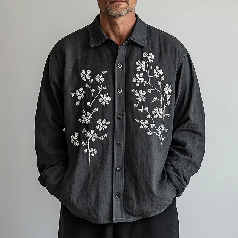 Men's Spring Fashion Embroidered Long Sleeve Casual Shirt MTA1217D1P sold by Manly product image thumbnail 2
