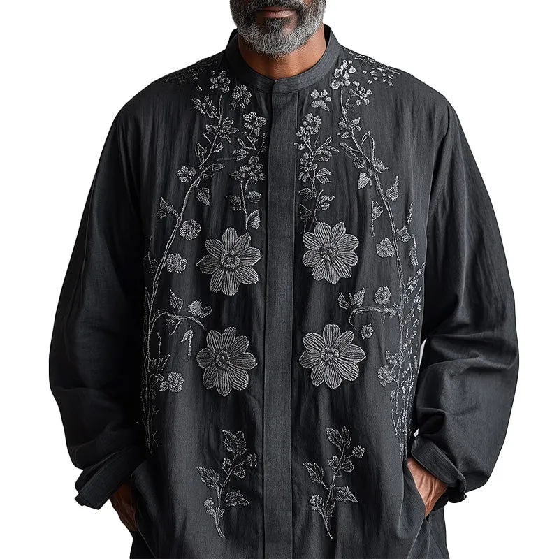 Men's Spring Retro Embroidery Long Sleeve Lightweight Breathable Casual Shirt MTA1208D6P sold by Manly