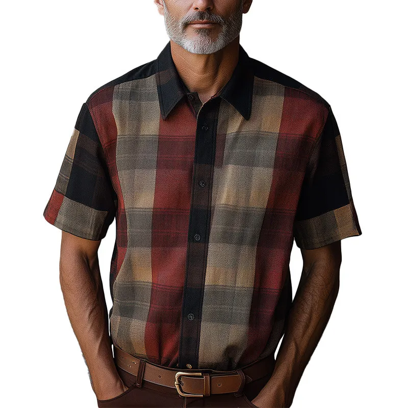 Men's Spring Retro Plaid Print Short Sleeve Shirt MTA1292D7P sold by Manly