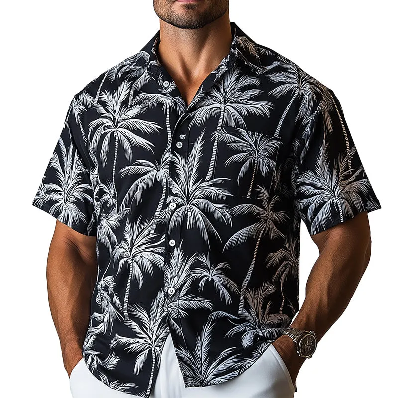 Men's Spring Fashion Cotton and Linen Printed Short Sleeve Shirt MTA1273D7P sold by Manly