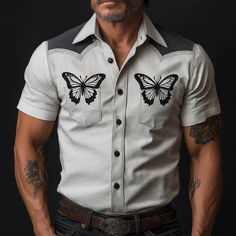 Men's Spring Vintage Cotton and Linen Printed Short Sleeve Shirt MTA1264D7P sold by Manly product image thumbnail 2
