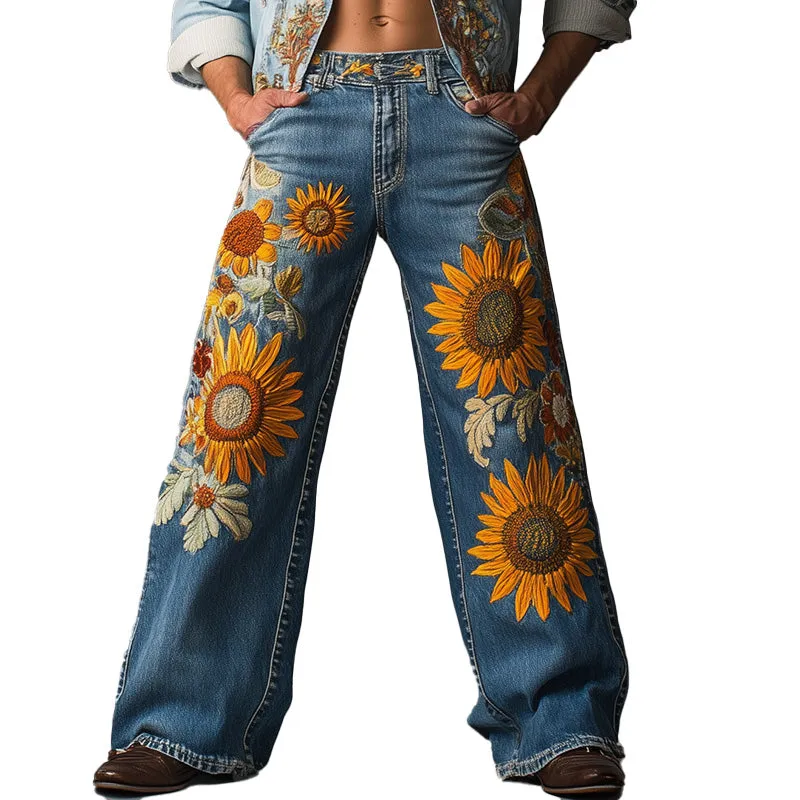 Men's Spring Fashion Vintage Embroidered Denim Casual Pants MTA1175D8P sold by Manly