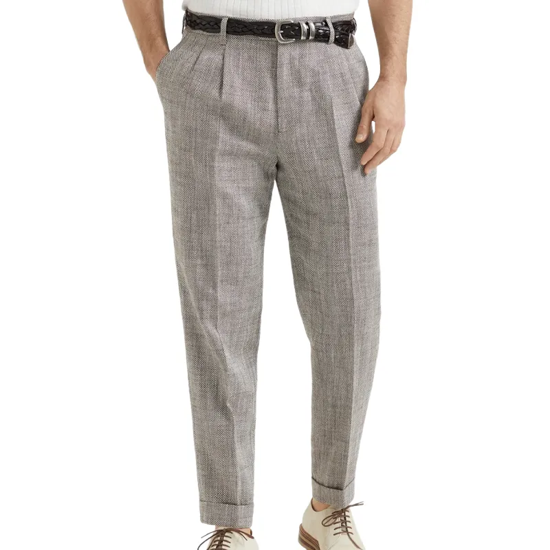 Men's Spring Fashion Classic Retro Herringbone Casual Suit Pants MTA1284D5K sold by Manly