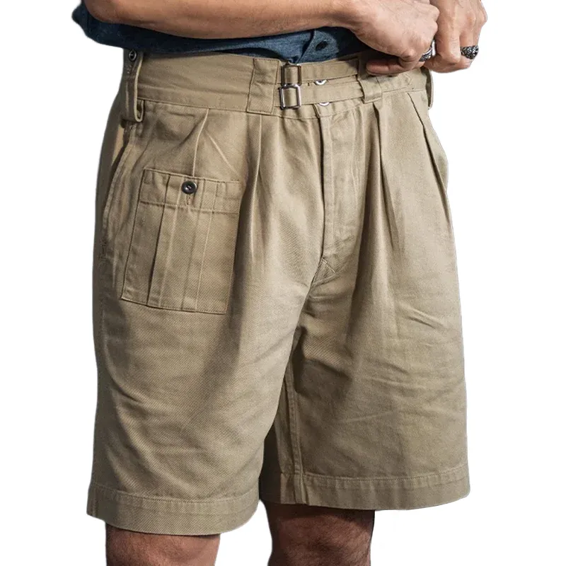 Men's Solid Color Cotton Multi-pocket Straight Cargo Shorts MTA1270D1Z sold by Manly