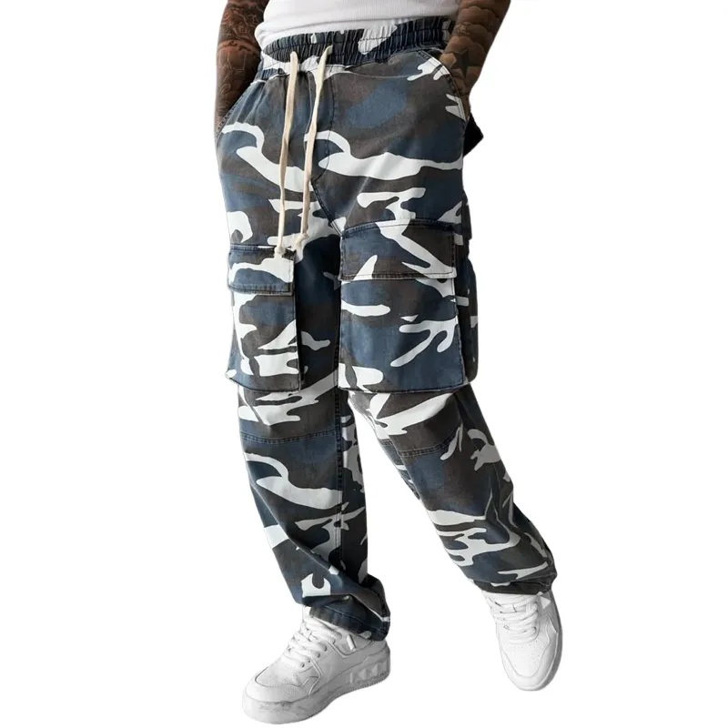 Men's Camo Cotton Multi-pocket Straight Cargo Pants MTA1106D1Z sold by Manly