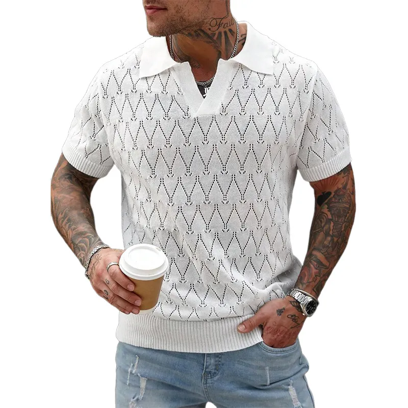 Men's Solid Color Casual Knitted Short Sleeve POLO Shirt MTA1031D3X sold by Manly
