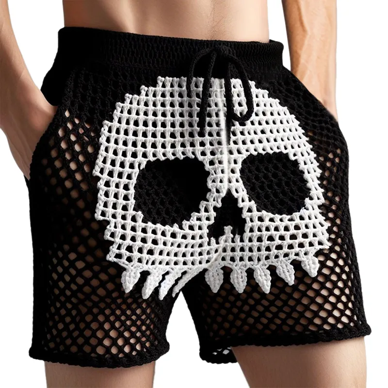 Men's Retro Simple Skull Knit Drawstring Shorts MTA1124D5TO sold by Manly