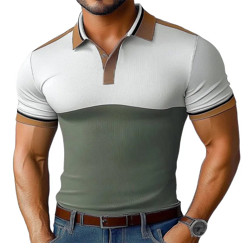 Men's Summer Business Colorblock Slim Fit Polo Shirt MTA1116D9U sold by Manly