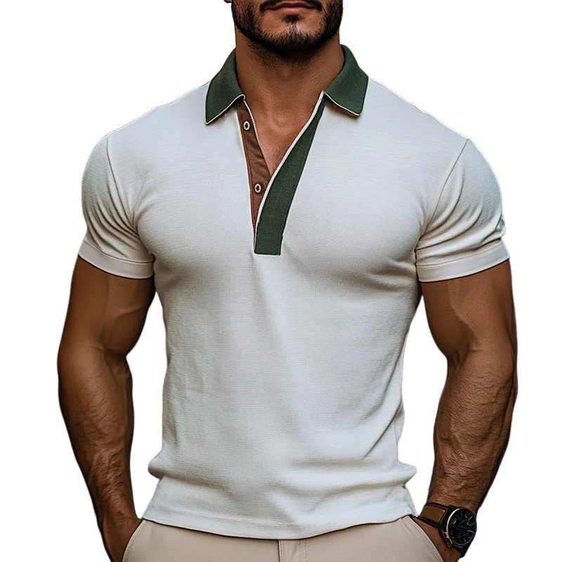 Men's Summer Business Colorblock Polo Collar T-shirt MTA1174D0U sold by Manly