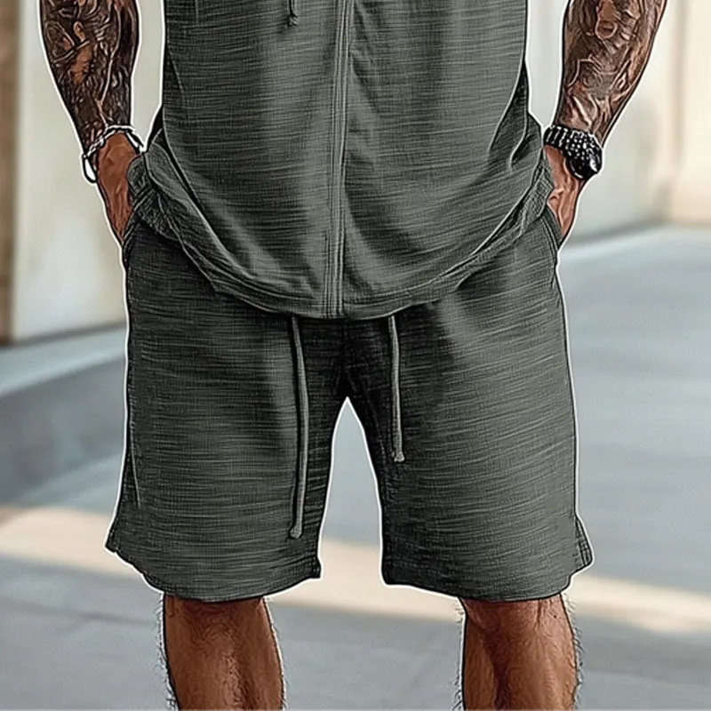 Men's Summer Casual Hooded Short Sleeve Shorts Set MTA1123D0U sold by Manly product image thumbnail 4