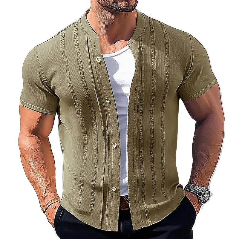 Men's Summer Classic Knitted Slim Short Sleeve Shirt MTA1145D3U sold by Manly