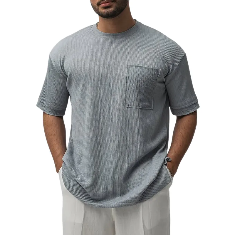 Men's Solid Textured Round Neck Short Sleeve T-shirt MTA1190D7Z sold by Manly