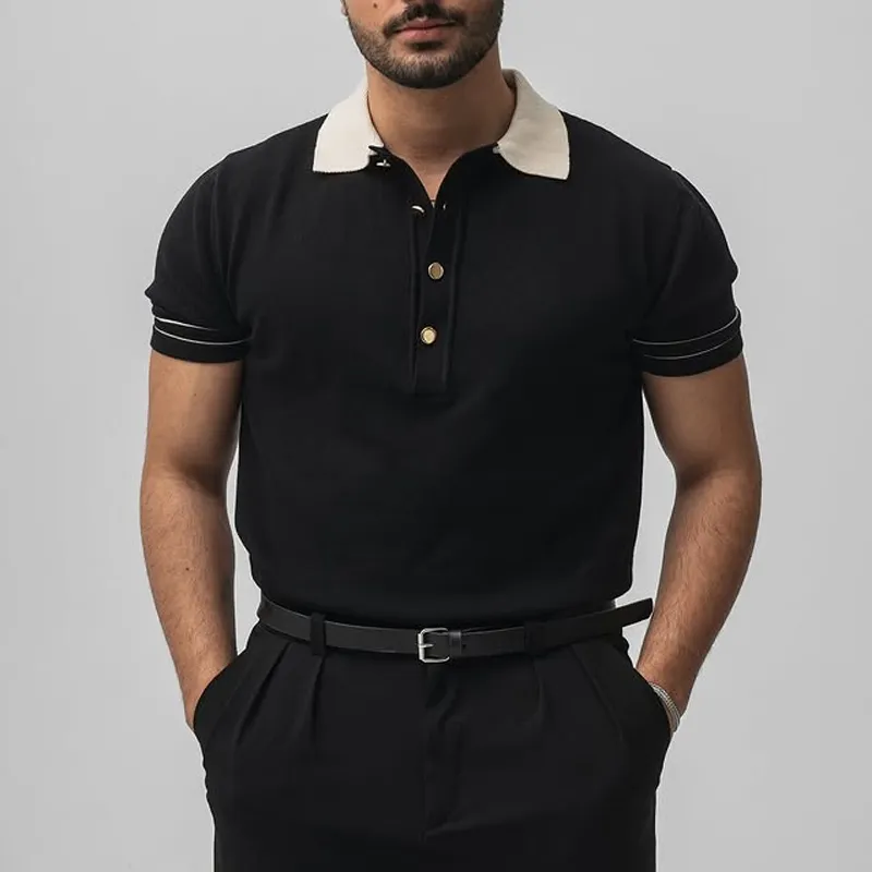 Men's Fashion Colorblock Lapel Short Sleeve Polo Shirt MTA1166D0Z sold by Manly product image thumbnail 3