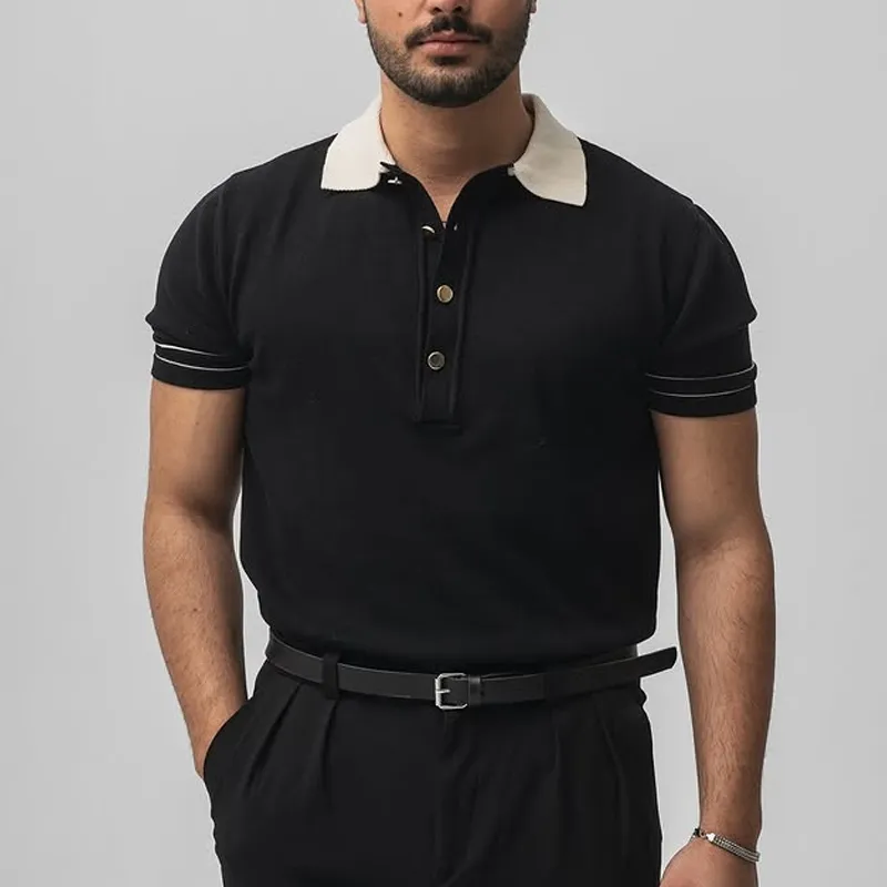 Men's Fashion Colorblock Lapel Short Sleeve Polo Shirt MTA1166D0Z sold by Manly product image thumbnail 2