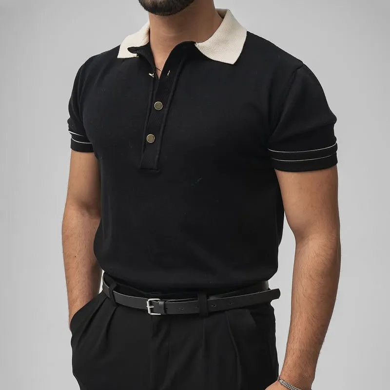 Men's Fashion Colorblock Lapel Short Sleeve Polo Shirt MTA1166D0Z sold by Manly product image thumbnail 4