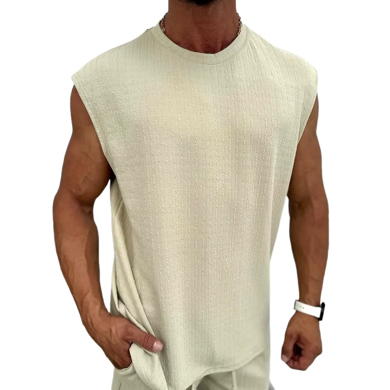 Men's Solid Loose Round Neck Sleeveless Tank Top MTA1138D6Z sold by Manly