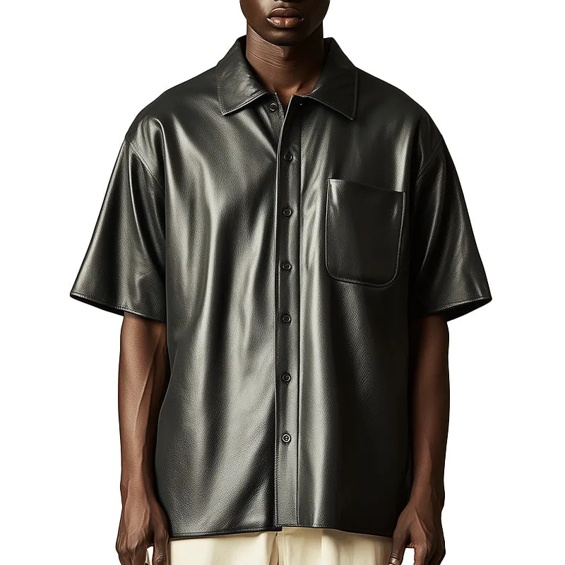 Men's Spring Vintage Leather Short Sleeve Shirt MTA1186D9P sold by Manly