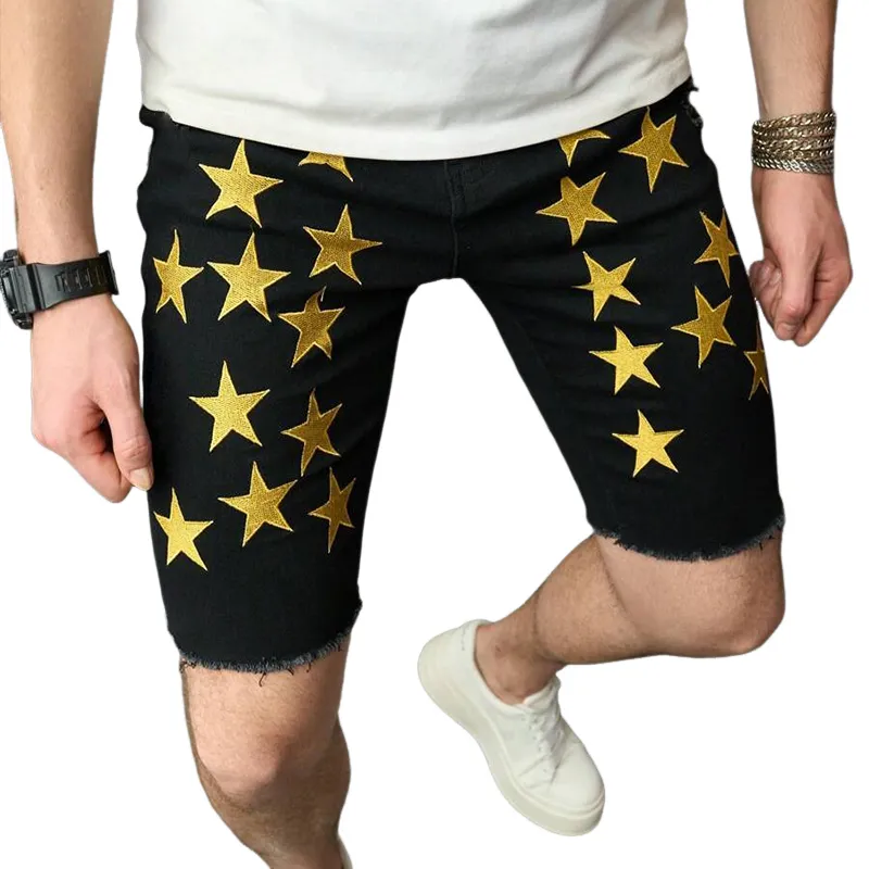 Men's Casual Star Embroidered Denim Shorts MTA1125D6TO sold by Manly