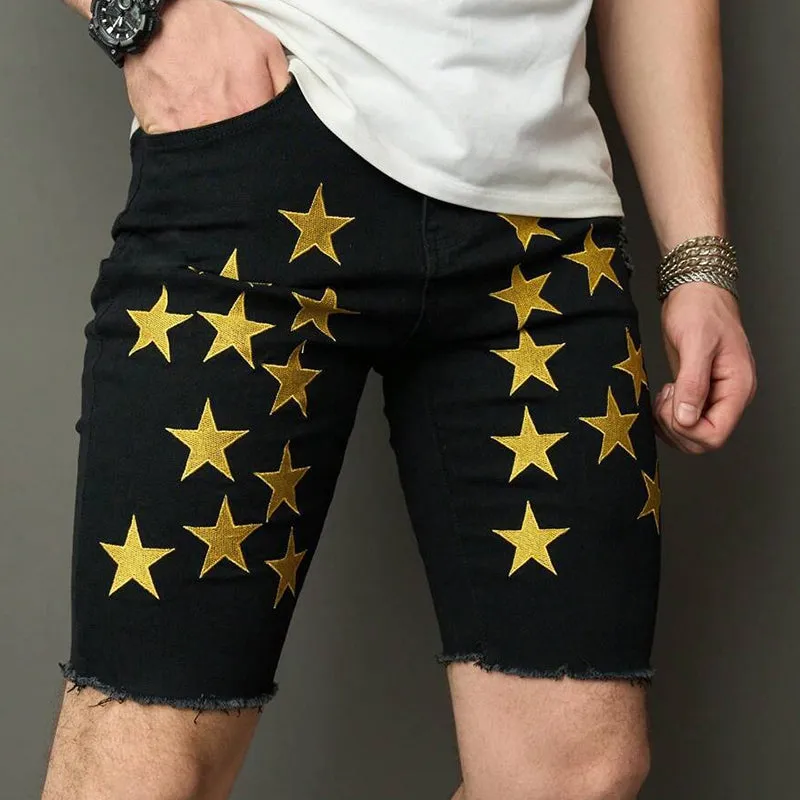 Men's Casual Star Embroidered Denim Shorts MTA1125D6TO sold by Manly product image thumbnail 4