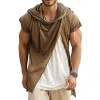 Men's Retro Casual Linen Hooded Short Sleeve Shirt MTA1437D2TO sold by Manly
