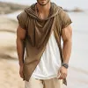 Men's Retro Casual Linen Hooded Short Sleeve Shirt MTA1437D2TO sold by Manly