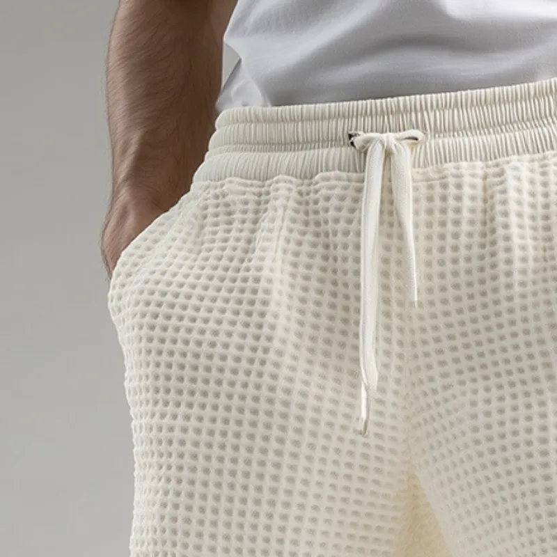 Men's Casual Solid Waffle Drawstring Shorts MTA1444D8TO sold by Manly product image thumbnail 3