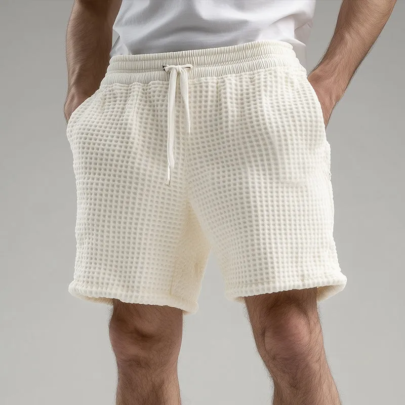 Men's Casual Solid Waffle Drawstring Shorts MTA1444D8TO sold by Manly product image thumbnail 2