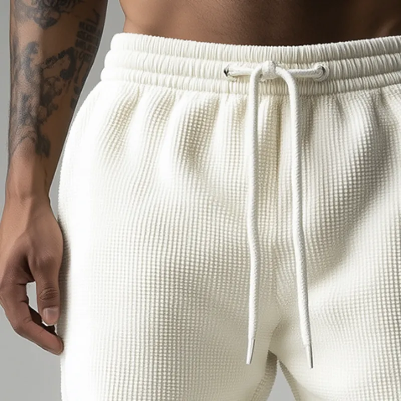 Men's Casual Solid Waffle Drawstring Shorts MTA1478D6TO sold by Manly product image thumbnail 3