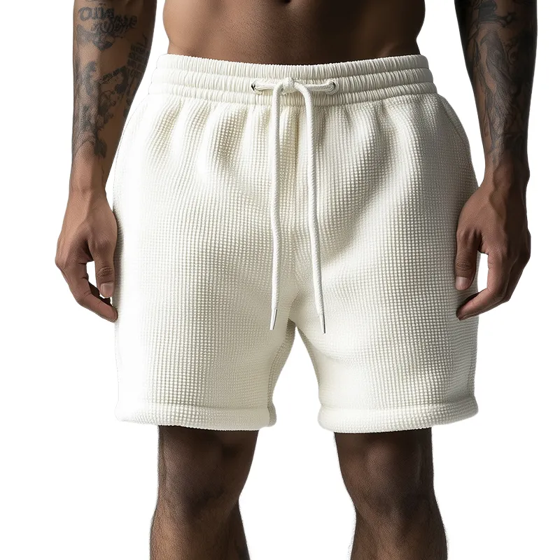 Men's Casual Solid Waffle Drawstring Shorts MTA1478D6TO sold by Manly