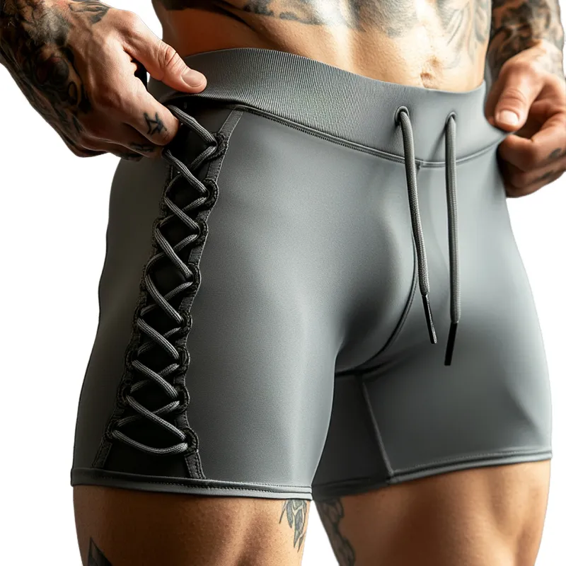 Men's Casual Solid Color High Stretch Drawstring Shorts MTA1490D5TO sold by Manly