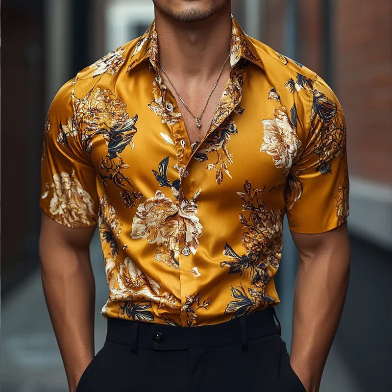 【24-hour shipping out】Men's Retro Casual Printed Floral Lapel Short Sleeve Shirt MTA1484D6TO sold by Manly product image thumbnail 2