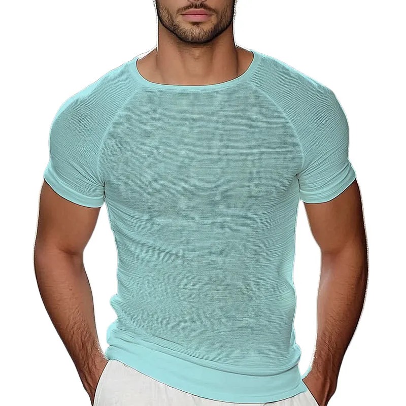 Men's Summer Basic Knitted Solid Color Short Sleeve T-Shirt MTA1297D0U sold by Manly