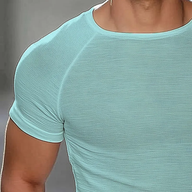 Men's Summer Basic Knitted Solid Color Short Sleeve T-Shirt MTA1297D0U sold by Manly product image thumbnail 5