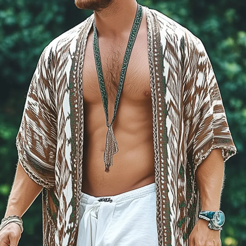 Men's Summer Printed Tassel Knee-Length Buttonless Shirt MTA1407D0U sold by Manly product image thumbnail 3