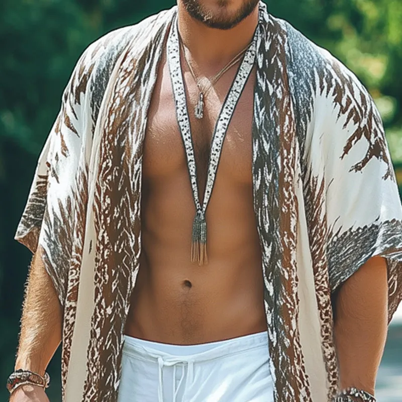 Men's Summer Printed Tassel Knee-Length Buttonless Shirt MTA1469D0U sold by Manly product image thumbnail 3