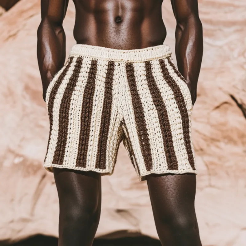 Men's Casual Contrast Color Striped Knitted Elastic Waist Shorts MTA1475D6M sold by Manly product image thumbnail 2