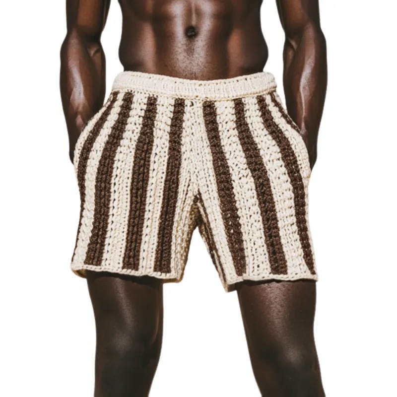 Men's Casual Contrast Color Striped Knitted Elastic Waist Shorts MTA1475D6M sold by Manly