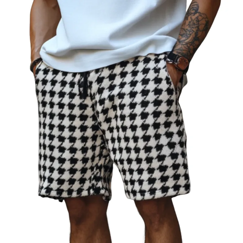 Men's Vintage Houndstooth Jacquard Knit Elastic Waist Shorts MTA1293D5M sold by Manly