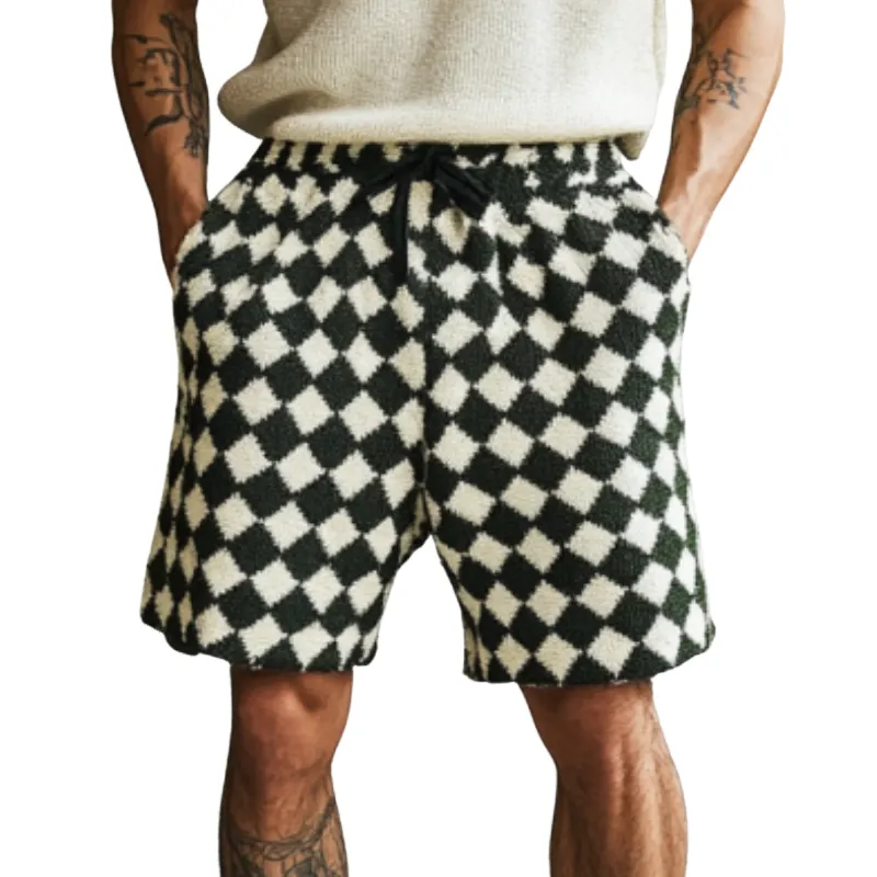 Men's Casual Diamond Jacquard Knit Elastic Waist Shorts MTA1279D5M sold by Manly