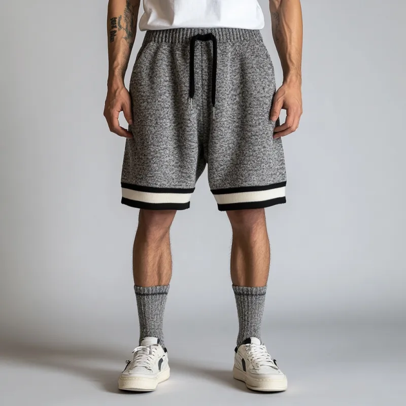Men's Casual Sports Contrast Color Knitted Elastic Waist Shorts MTA1220D1M sold by Manly product image thumbnail 3