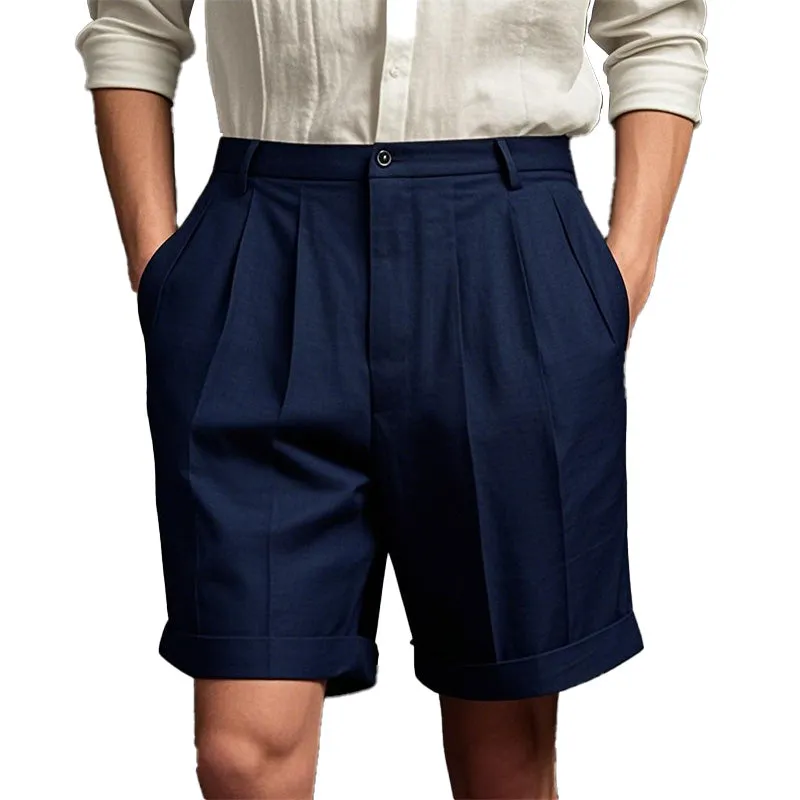 Men's stylish simple solid color cotton and linen casual sports shorts MTA1470D9P sold by Manly