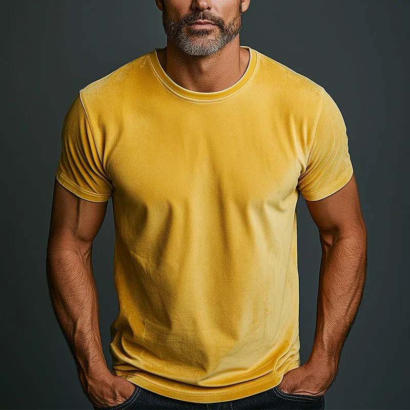 Men's Fashion Retro Solid Color Suede Short Sleeve T-Shirt MTA1474D9P sold by Manly product image thumbnail 2