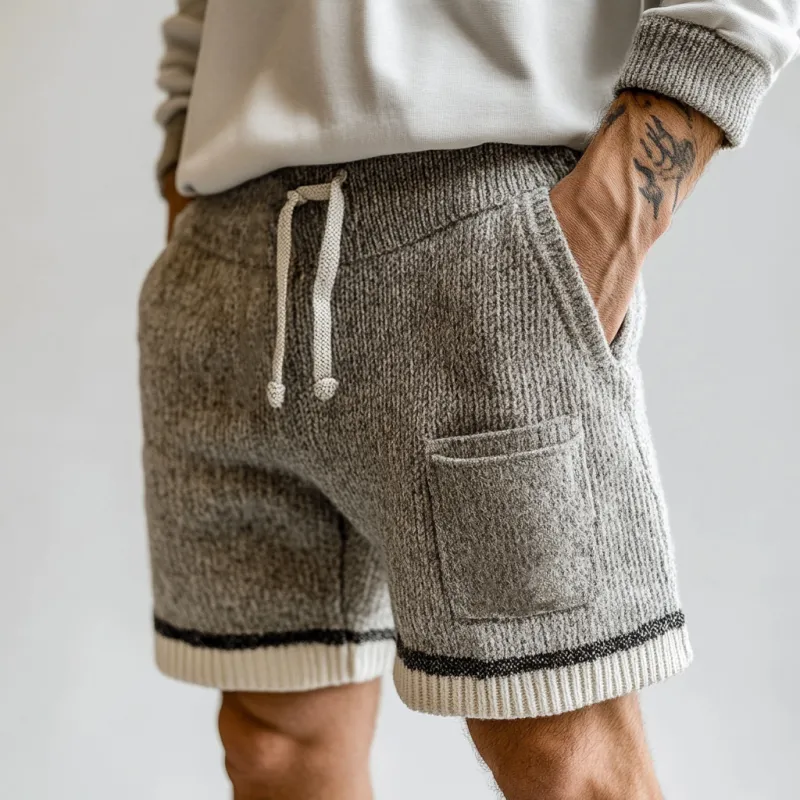Men's Casual Contrast Knitted Elastic Waist Sports Shorts MTA1257D2M sold by Manly product image thumbnail 2