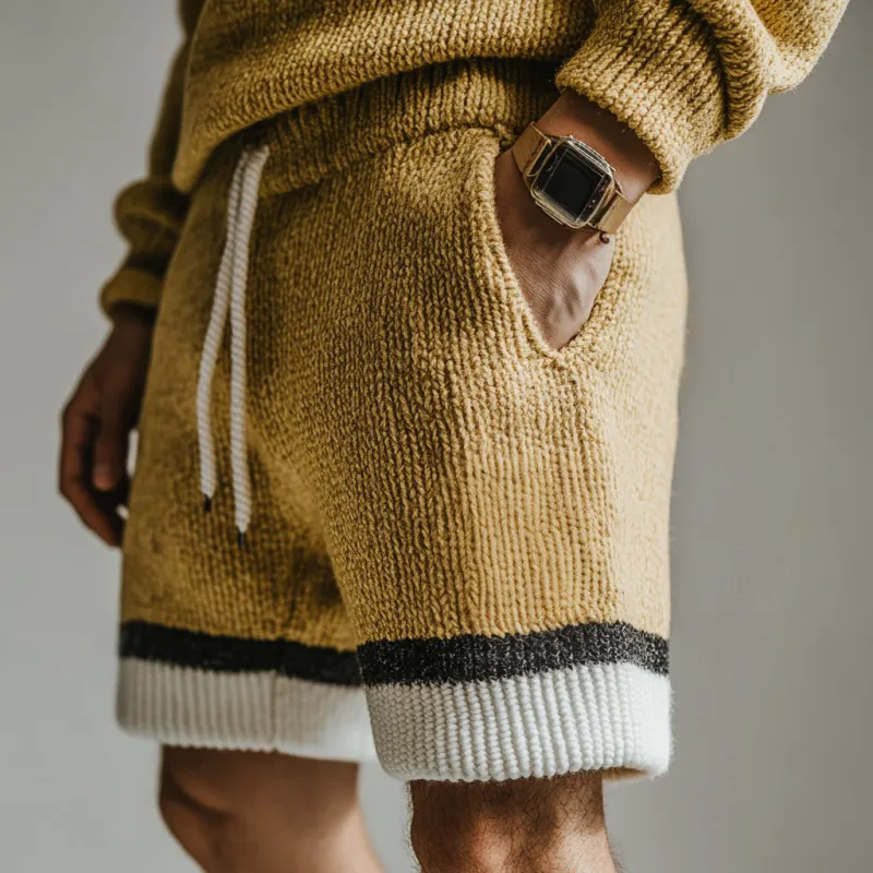 Men's Casual Contrast Knitted Elastic Waist Sports Shorts MTA1252D6M sold by Manly product image thumbnail 2